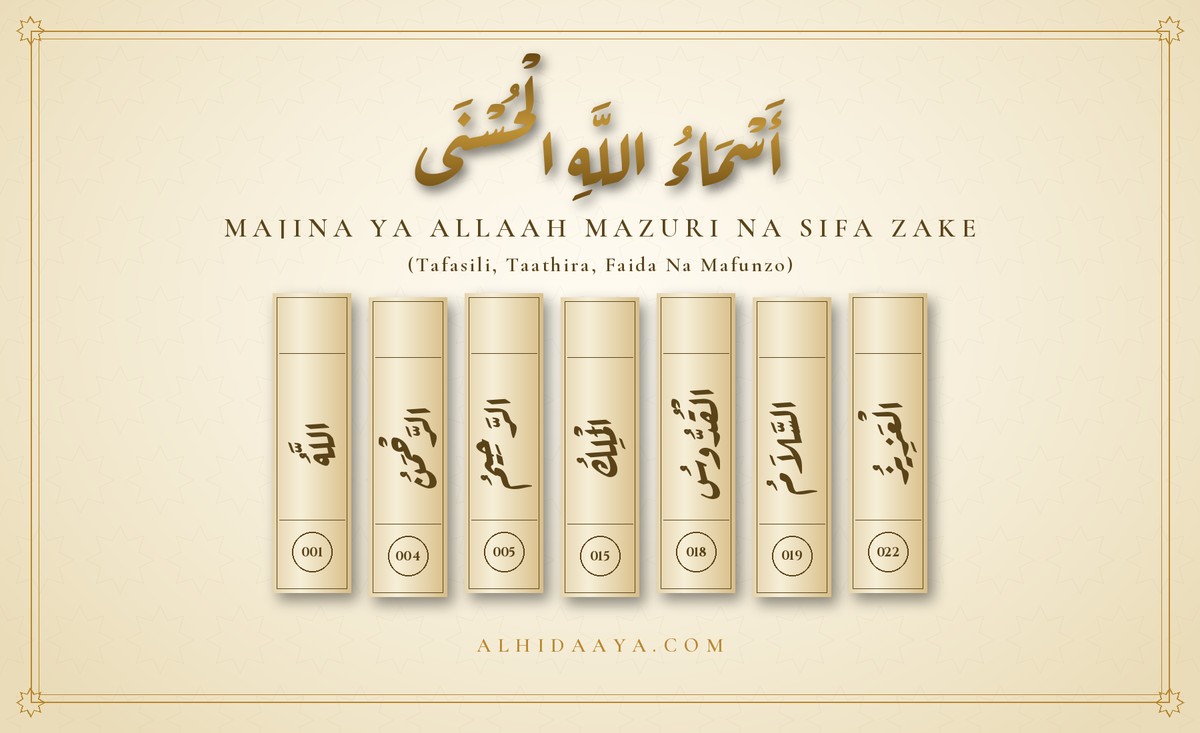 Jalada la kitabu Majina Ya Allaah Mazuri Na Sifa Zake: أَسْمَآءُ اللهِ الحُسْنَى وَصِفَاتُهُ (Tafasili, Taathira, Faida Na Mafunzo)